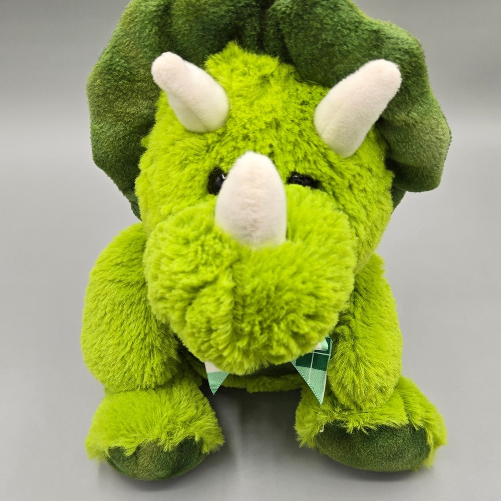 Inter-American Products‎ Green Triceratops Dinosaur Plush Plaid Bow 11 inch 2017